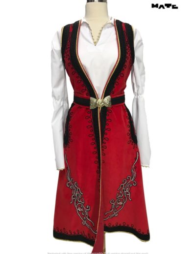 kırmızı-beyaz Üsküp kına kıyafeti önden fotoğraf